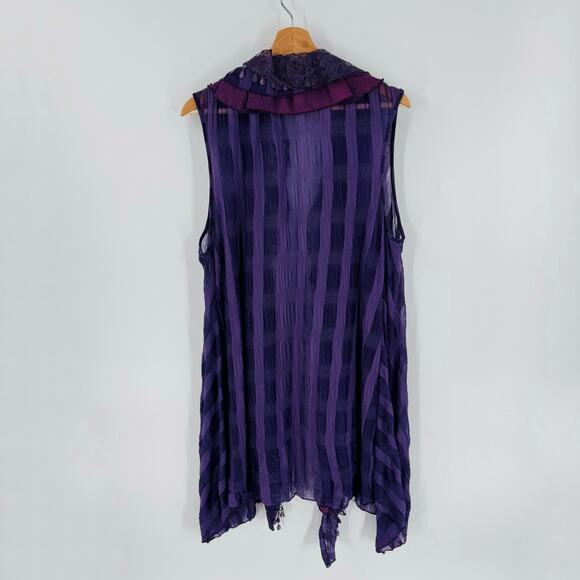 Pretty Angel Fashion Purple Ruffled Lace Duster Vest XL Boho Whimsigoth - Picture 3 of 9